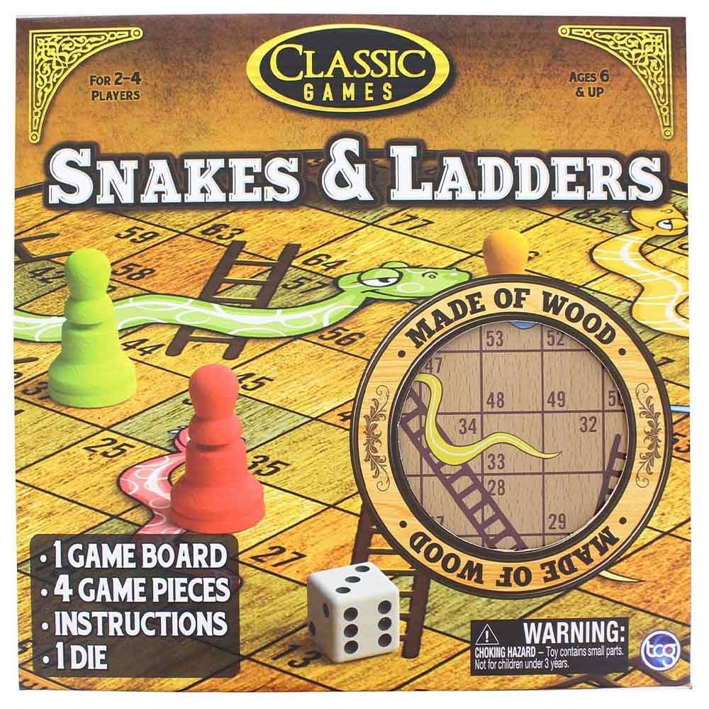 TCG - Premium Wooden Snakes & Ladders Board Game