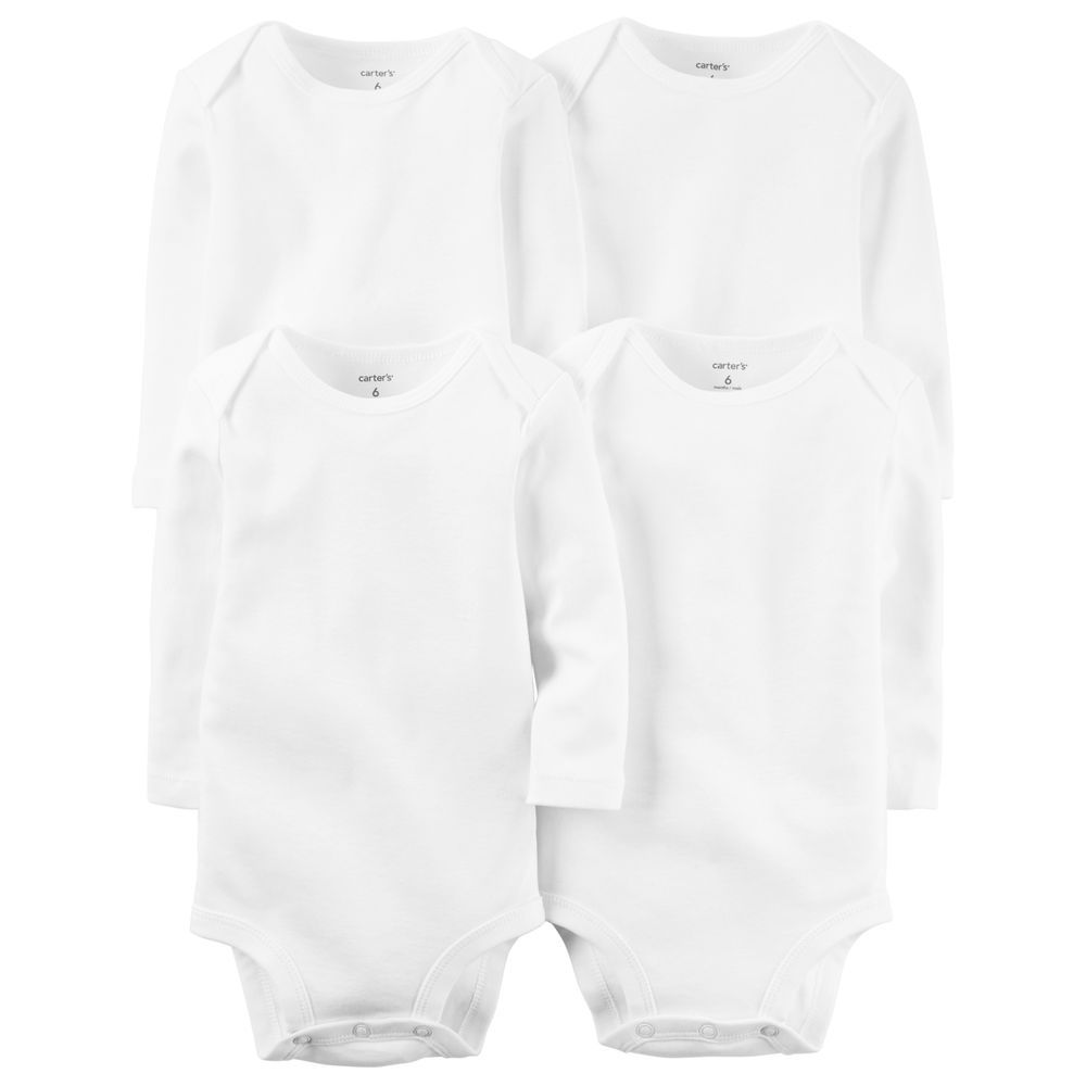 Carters - 4pc-Set - Long-Sleeve Bodysuits - White