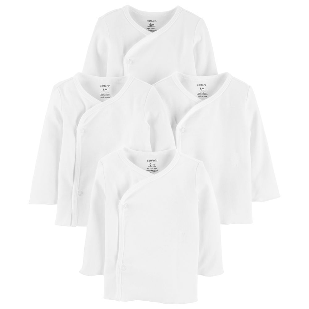 Carters - 4Pc-Set - Side-Snap Tees - White