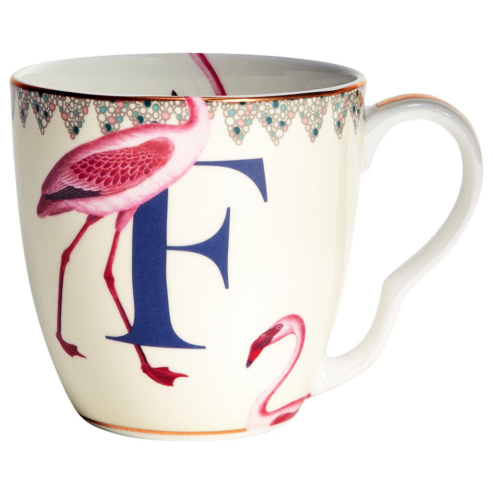 Yvonne Ellen - F - Alphabet Mug - Flamingo