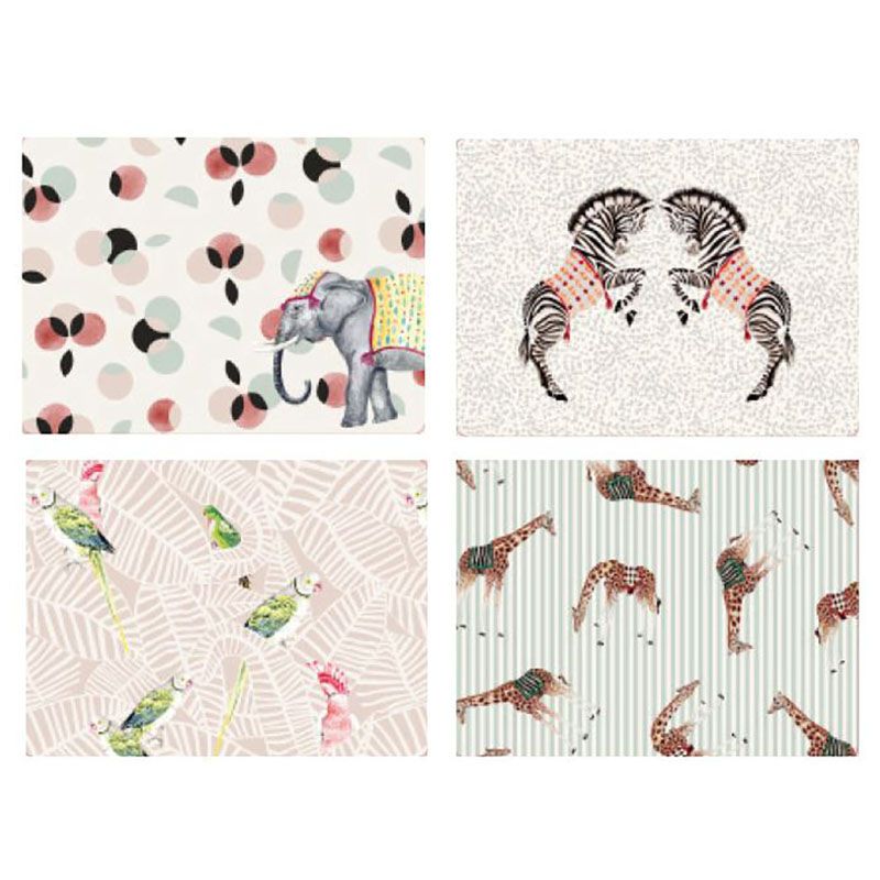 Yvonne Ellen - Set of 4 Placemats Carnival Animals