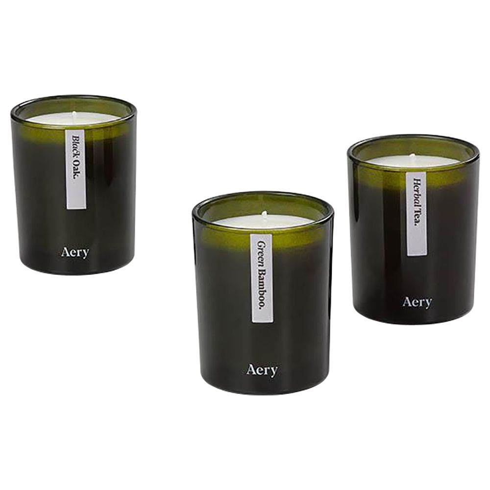 Aery - Botanical Green 3x Candle Set - Black