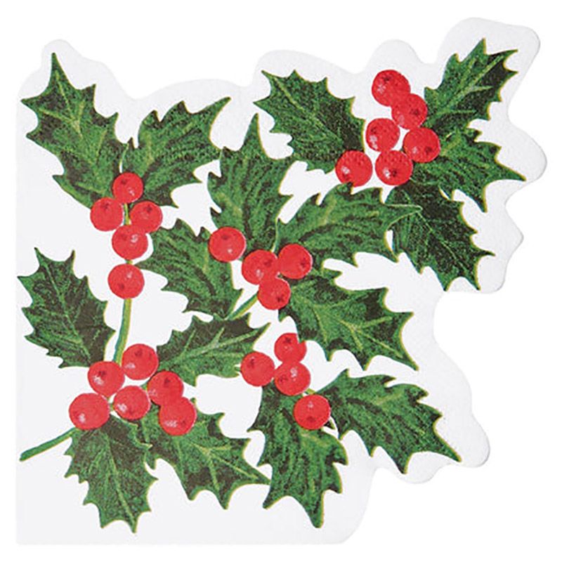 Talking Tables - Botanical Holly Shaped Napkin - 16pcs