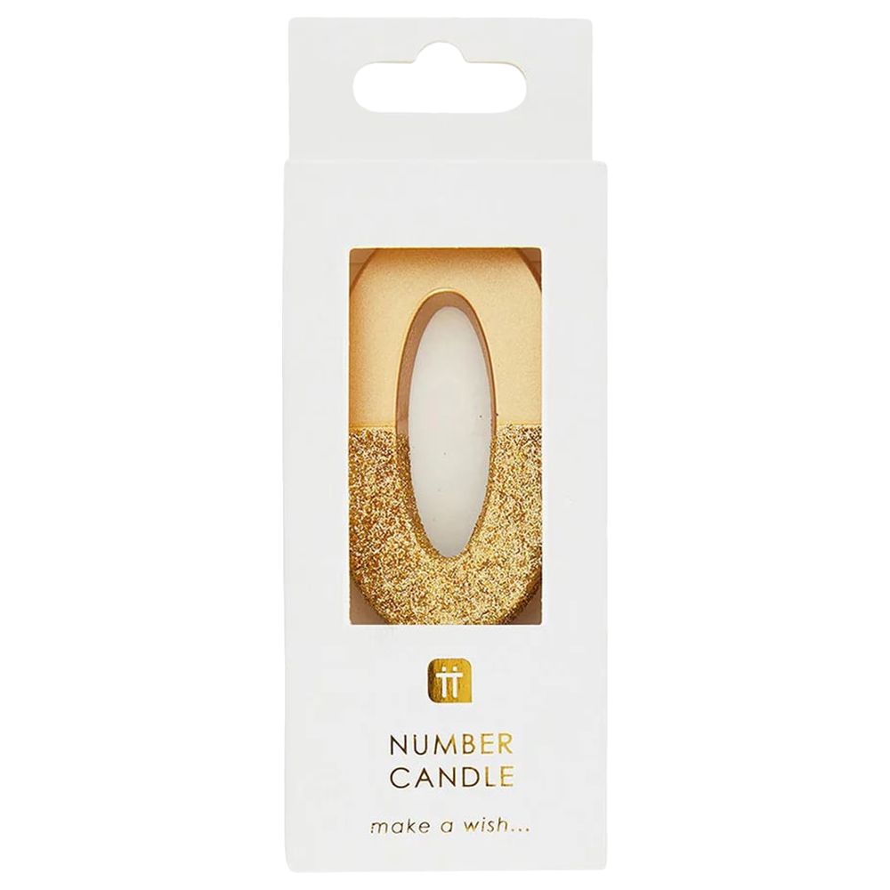 Talking Tables - We Heart Birthdays Glitter Number Candle 0 - Gold