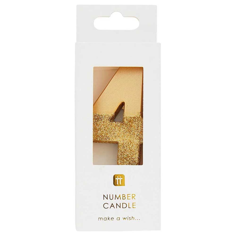 Talking Tables - We Heart Birthdays Glitter Number Candle 4 - Gold