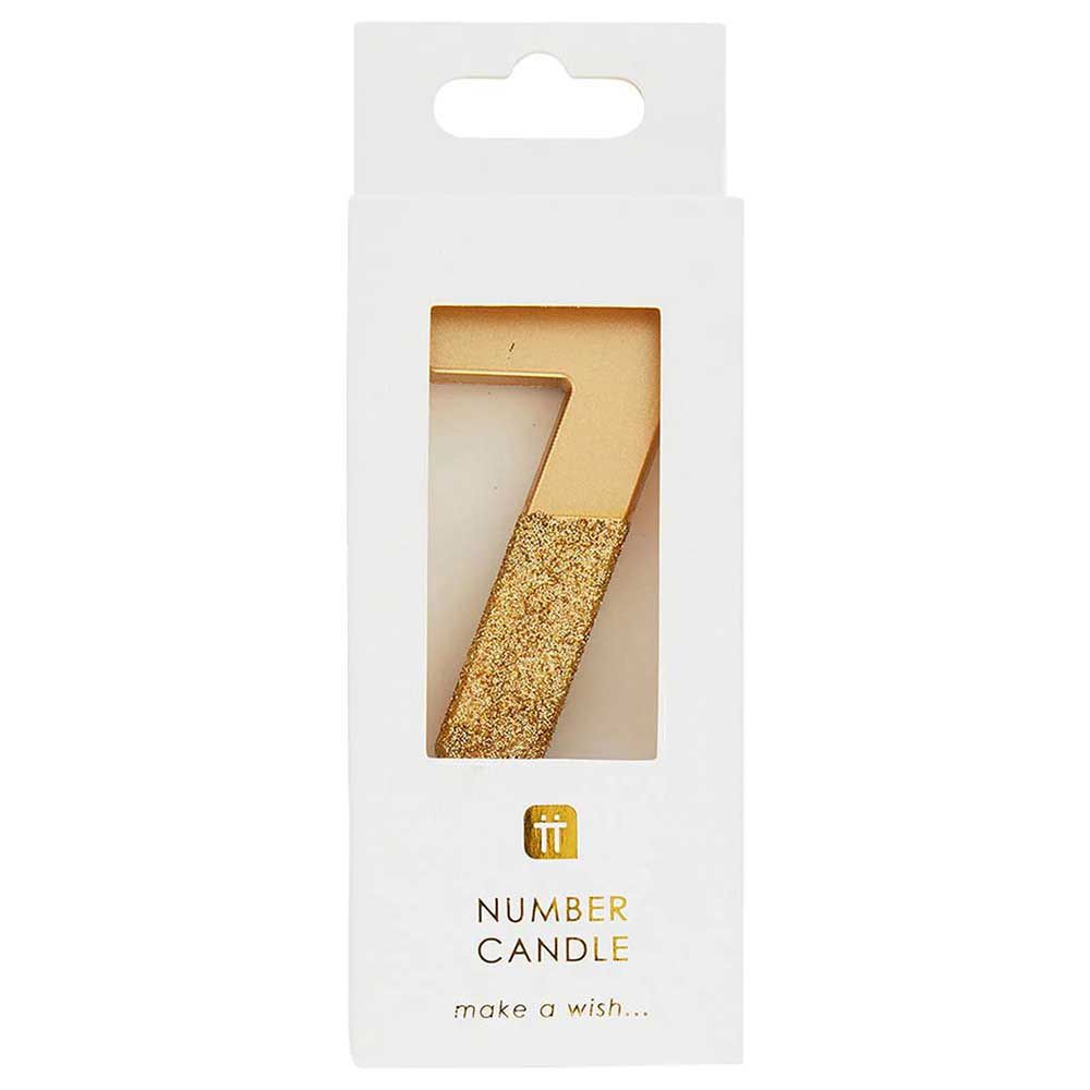 Talking Tables - We Heart Birthdays Glitter Number Candle 7 - Gold