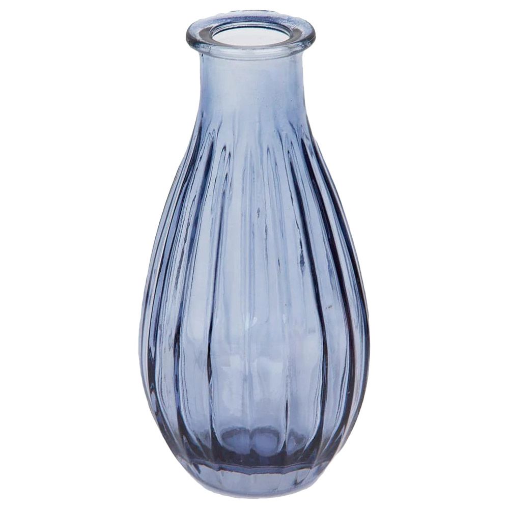 Talking Tables - Boho Ribbed Glass Bud Vase - Navy Blue