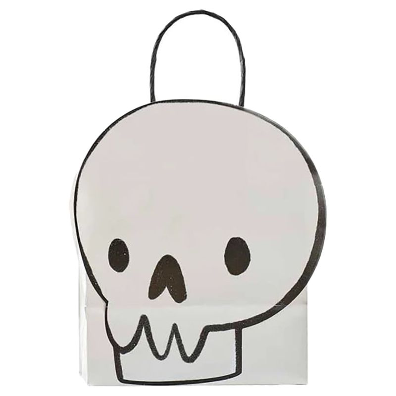 Ginger Ray - Skull Paper Party Bag - White/Black - 6pcs