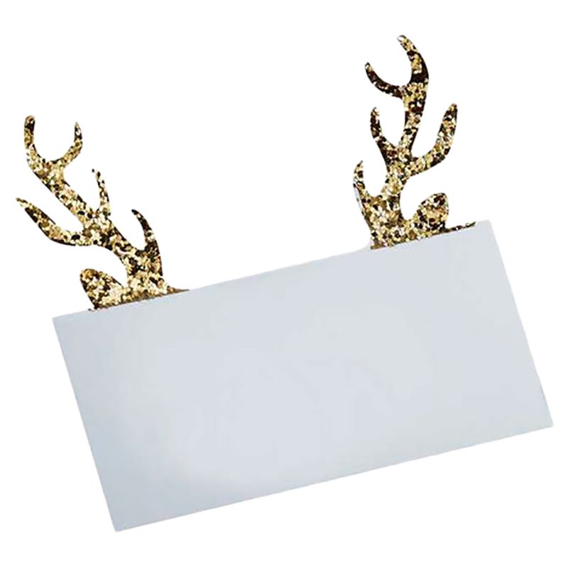 Ginger Ray - Glitter Antler Shaped Christmas Place Cards - Gold