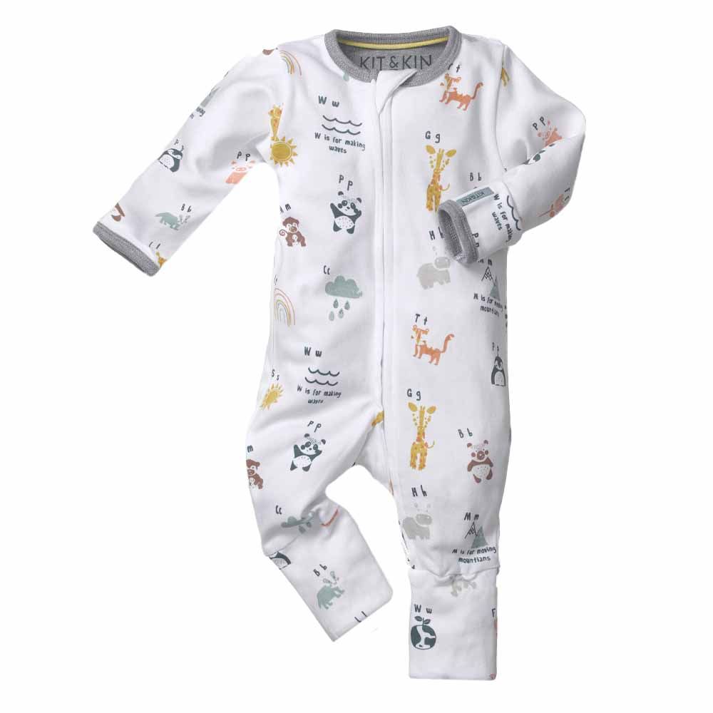 Kit & Kin - Alphabet All-in-1 Jumpsuit - White