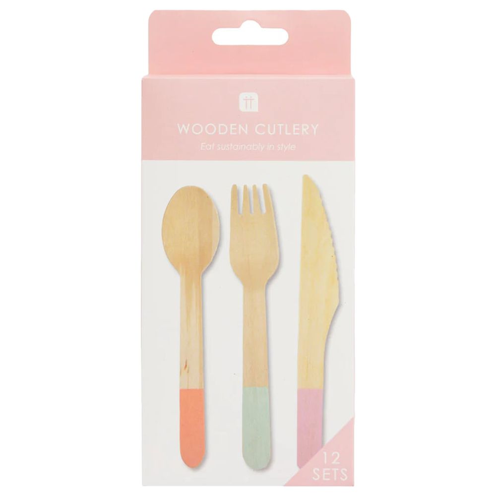 Talking Tables - We Heart Pastels Wooden Cutlery - 36pcs