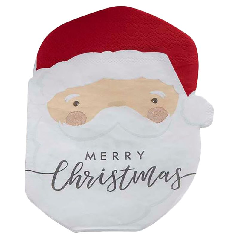 Ginger Ray - Santa Shaped Paper Napkins - 16pcs