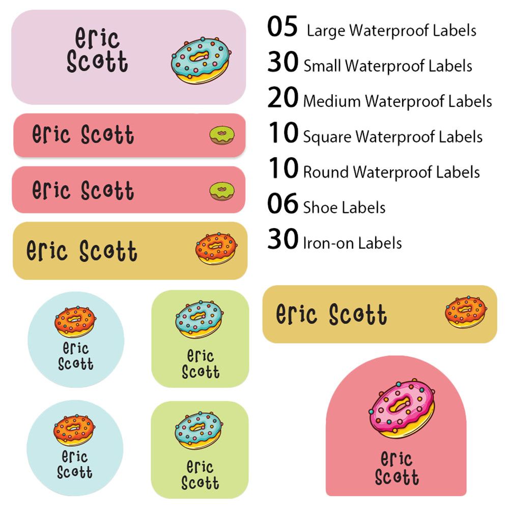 My Labels - Shoe & Iron On Waterproof Labels - Donut