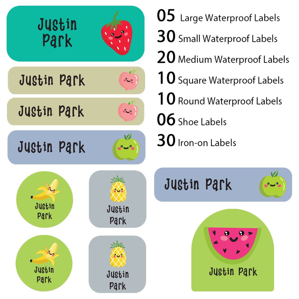 My Labels - Shoe & Iron On Waterproof Labels - Fruits