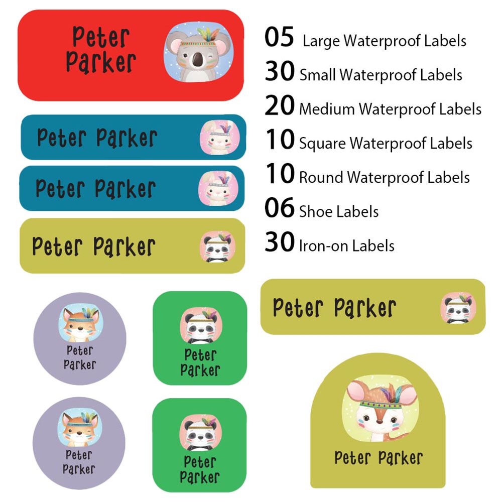 My Labels - Shoe & Iron On Waterproof Labels - Panda & Koala