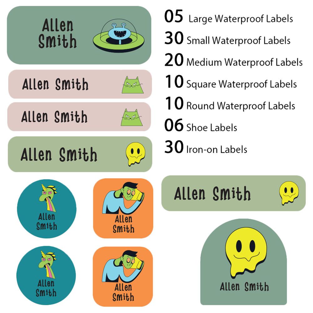 My Labels - Shoe & Iron On Waterproof Labels - Angry Aliens