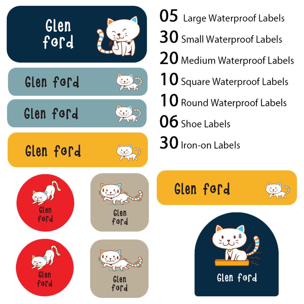 My Labels - Shoe & Iron On Waterproof Labels - Little Kitty