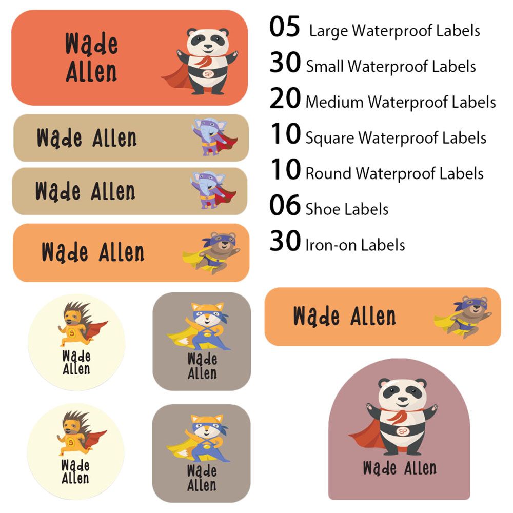 My Labels - Shoe & Iron On Waterproof Labels - Super Animals