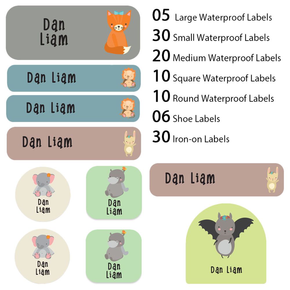 My Labels - Shoe & Iron On Waterproof Labels - Little Animals