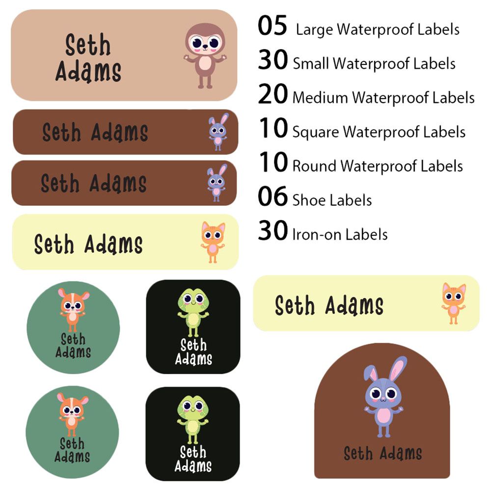 My Labels - Shoe & Iron On Waterproof Labels - Doll Eyes Animals