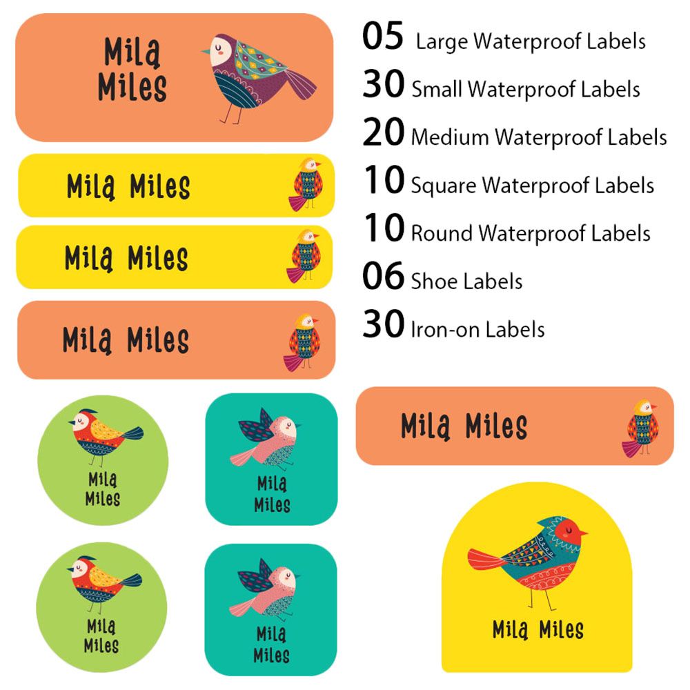 My Labels - Shoe & Iron On Waterproof Labels - Smiling Birds