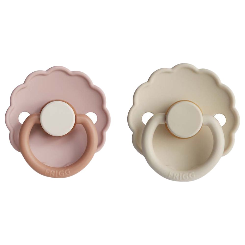 Frigg - Daisy Latex Pacifier 0-6M 2-Pack S1 - Biscuit/Cream