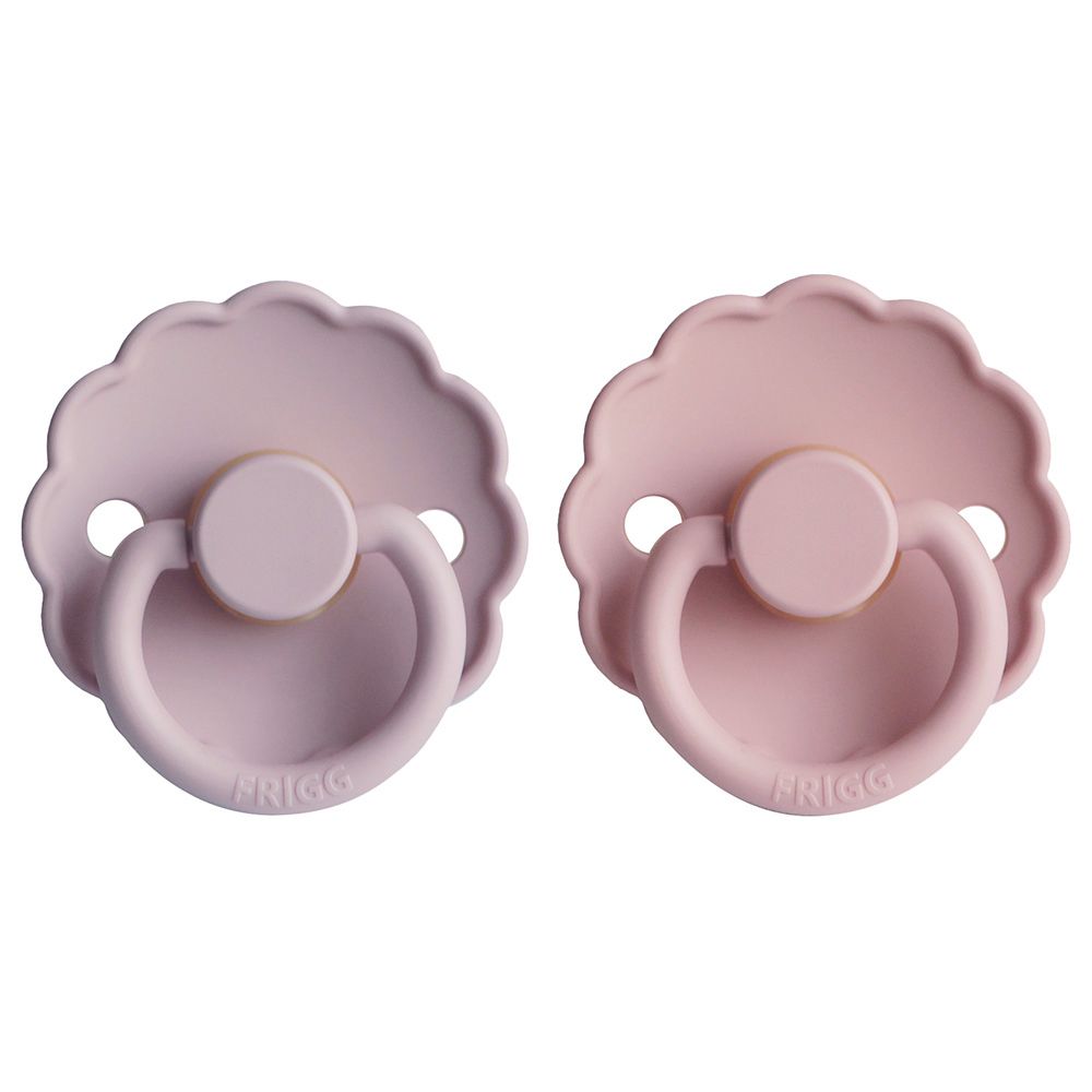 Frigg - Daisy Latex Pacifier 6-18M 2-Pack S2 - Pink/Soft Lilac