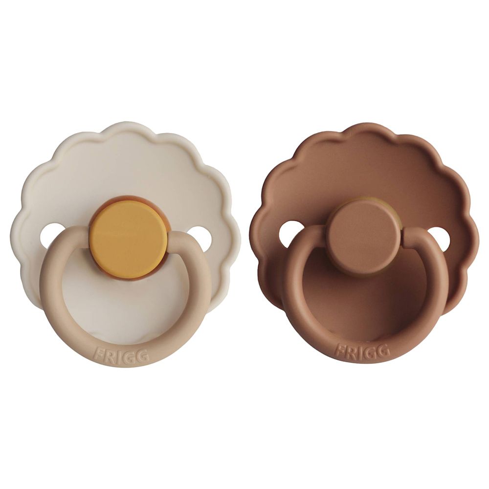 Frigg - Daisy Latex Pacifier 0-6M 2-Pack S1 - Chamomile/Bronze