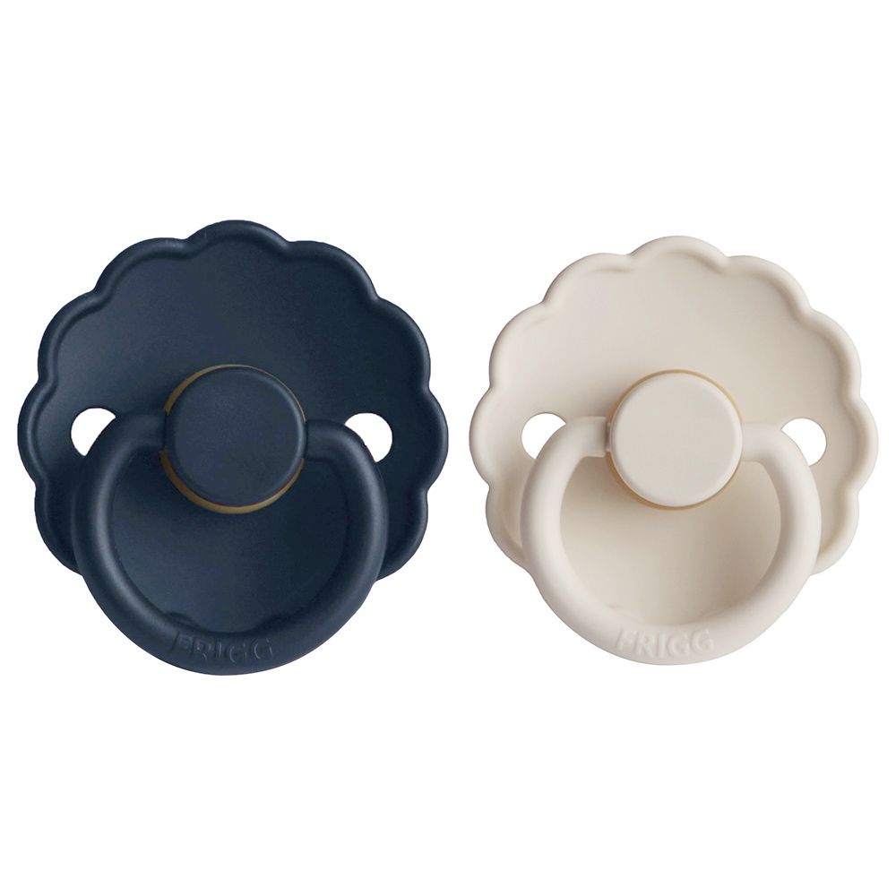 FRIGG - Daisy Latex Pacifier 0-6M 2-Pack S1 - Dark Navy/Cream