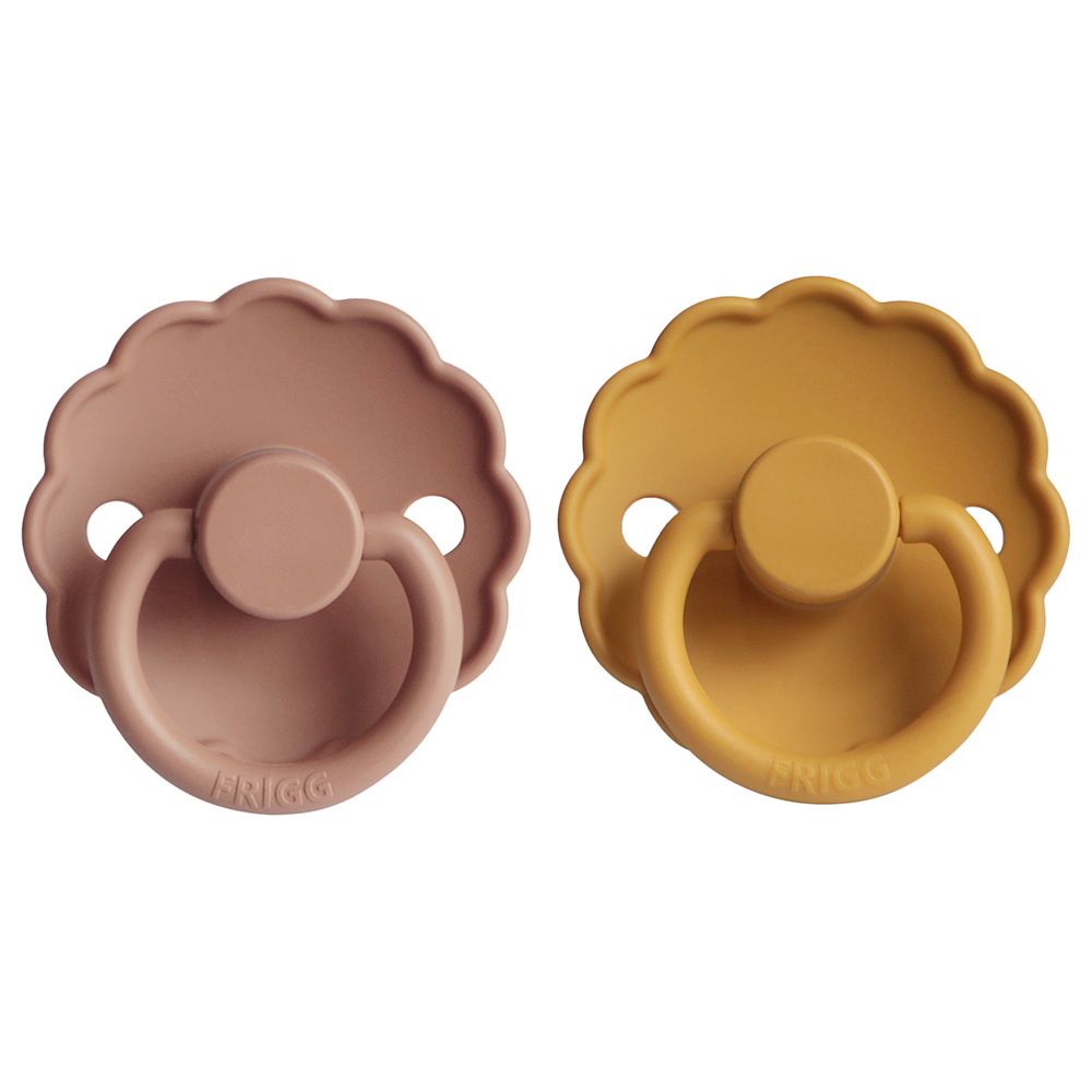 Frigg - Daisy Silicone Pacifier 0-6M 2-Pack S1 - Honey Gold/Rose Gold