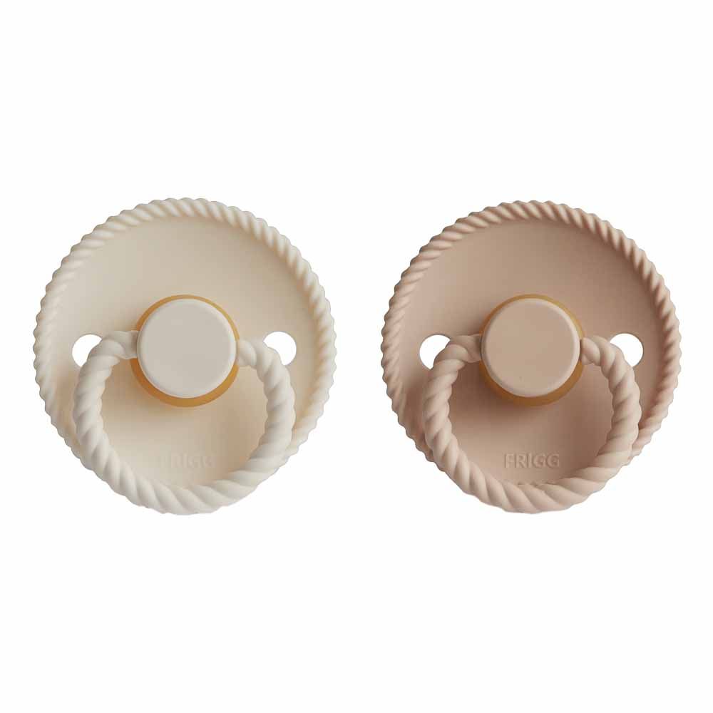 Frigg - Rope Latex Pacifier 6-18 M 2-Pack S2 - Cream/Croissant