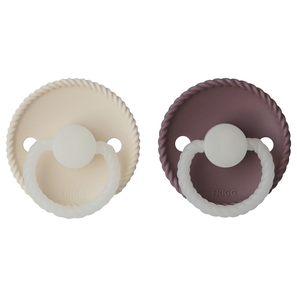 Frigg - Rope Silicone Pacifier 6-18M 2-Pack S2 - Cream Night/Twilight Mauve Night