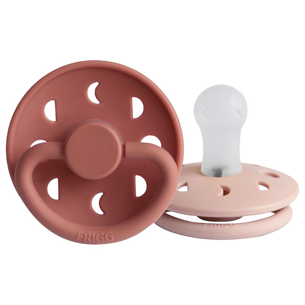 FRIGG - Moon Silicone Pacifier 0-6M 2-Pack S1 - Blush/Powder blush