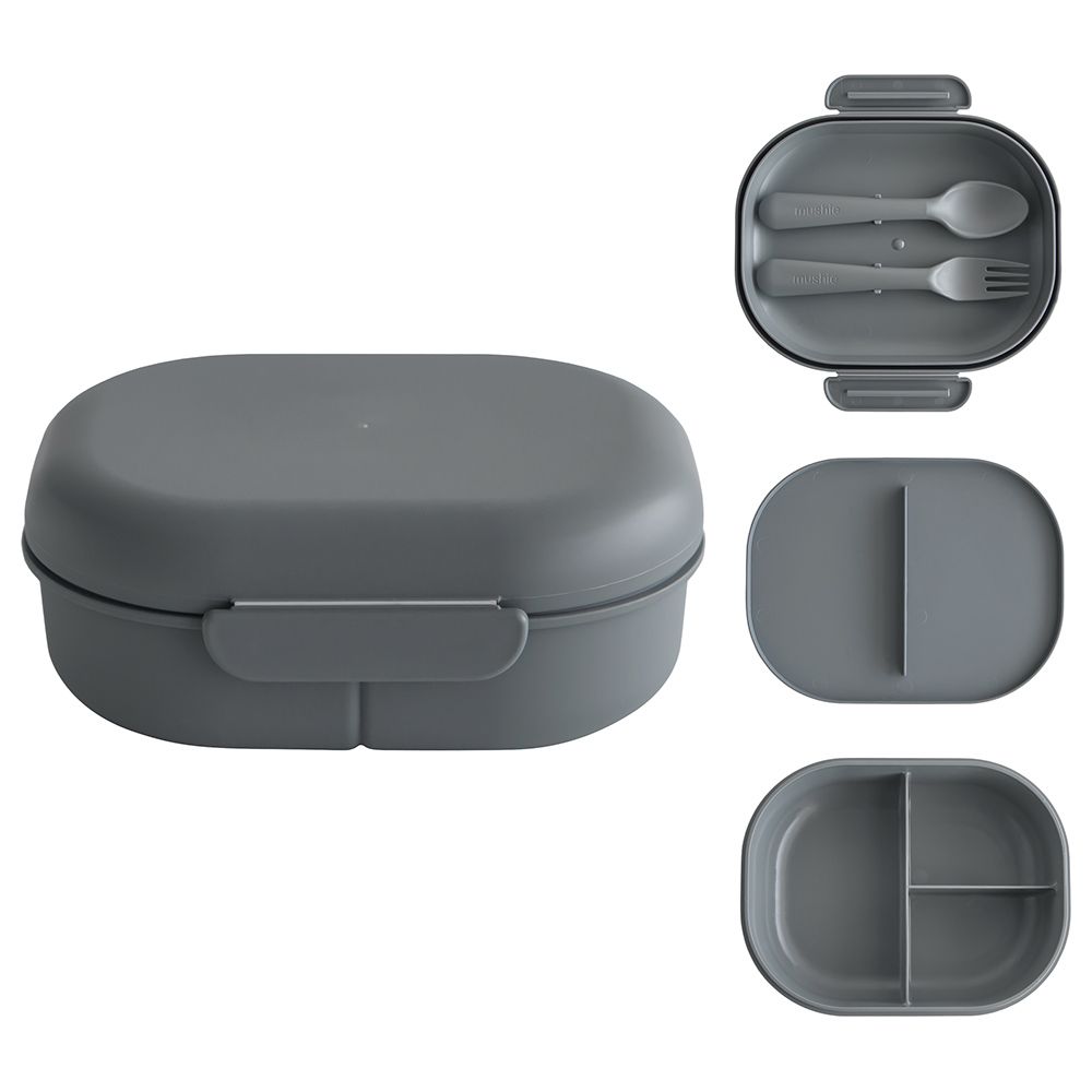 Mushie - Lunchbox With 3 Compartments - Smoke