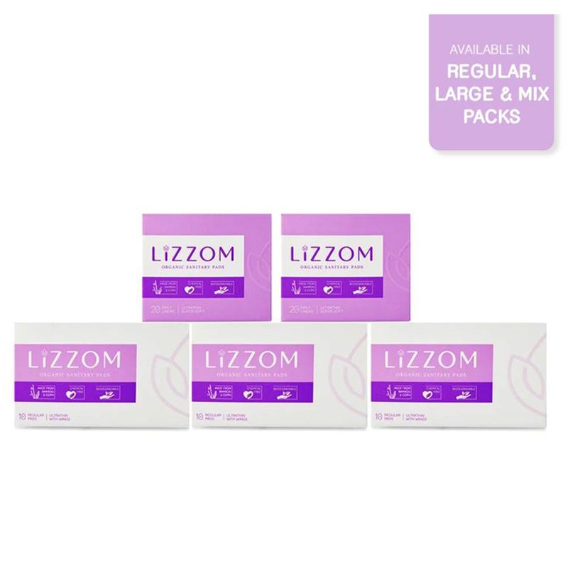 Lizzom Basic Bundle Pack - 30 Regular Pads & 40 Liners