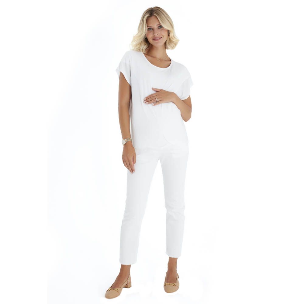 Accouchee - Graceful Non-Denim Maternity Pants - White