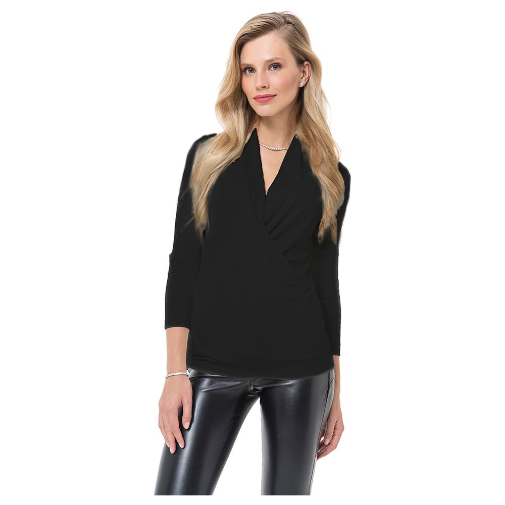 Accouchee - Pure Black Pregnancy/Nursing Blouse