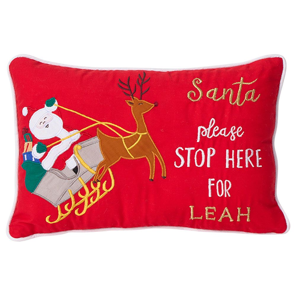 Little West Street - Santa In Sleigh Pillow - Red