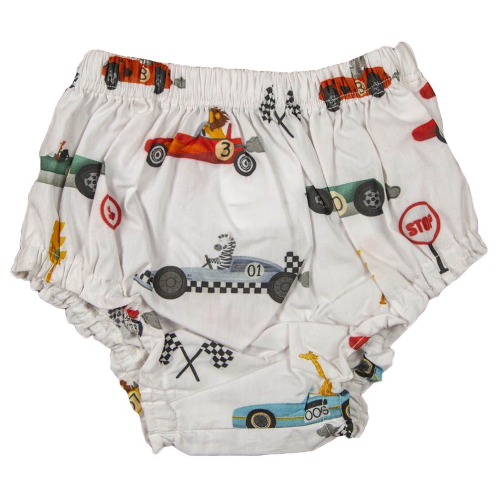 Little West Street - Racing Cars Reusable Diaper Cover White