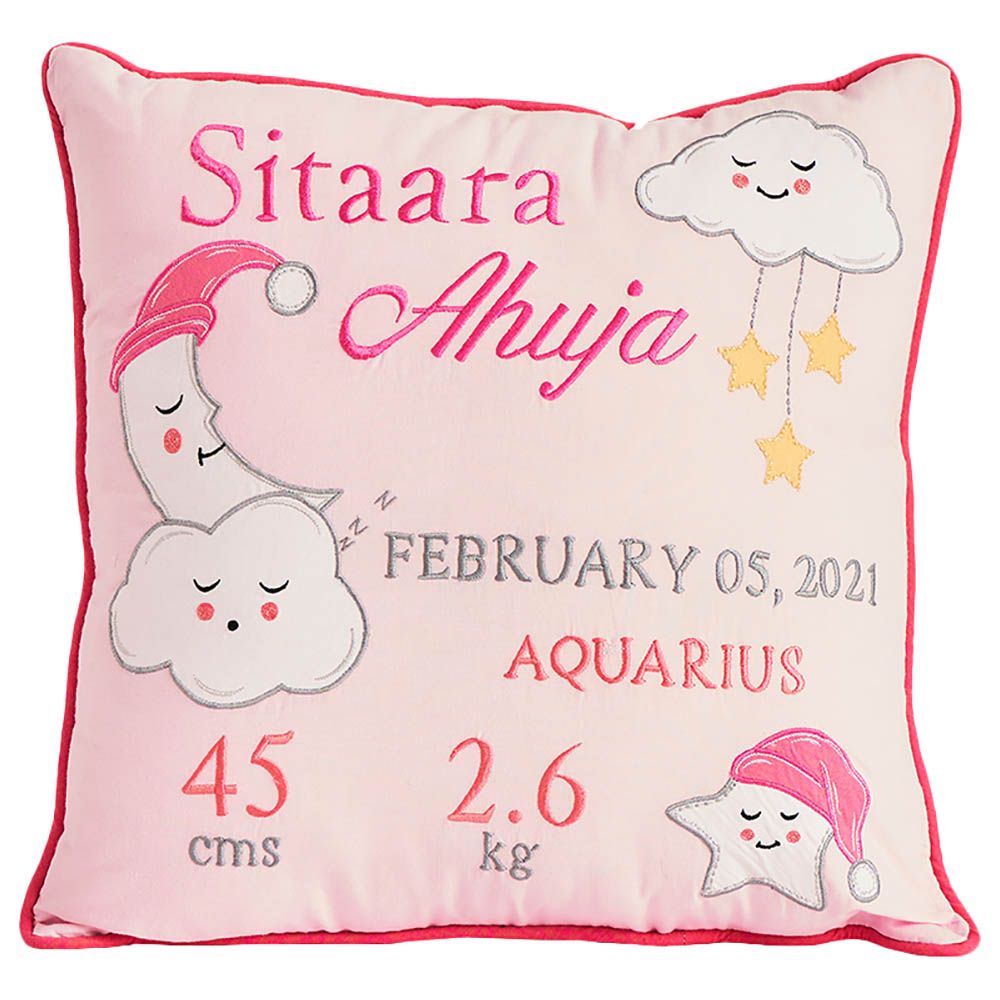 Little West Street - Celestial Pink Birth Stat Pillow 