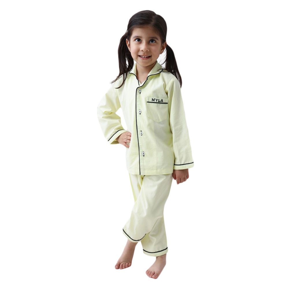 Little West Street Myla Embroidered Pajama Set Lime