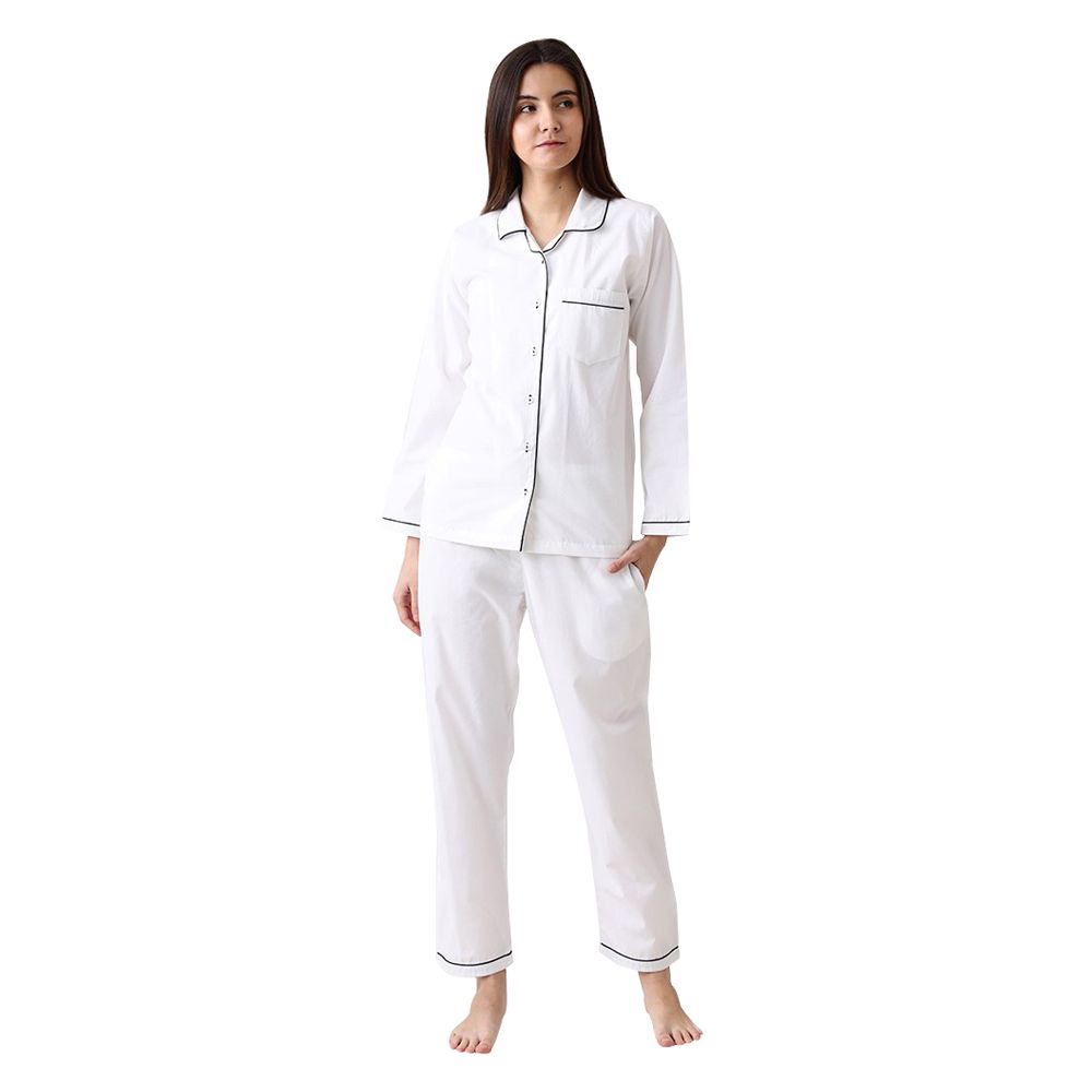 Little West Street Solid Classic Pajama 2-pc Set White