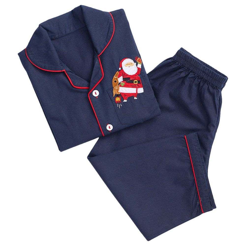 Little West Street - Men Flying Santa Pajama Set - Blue