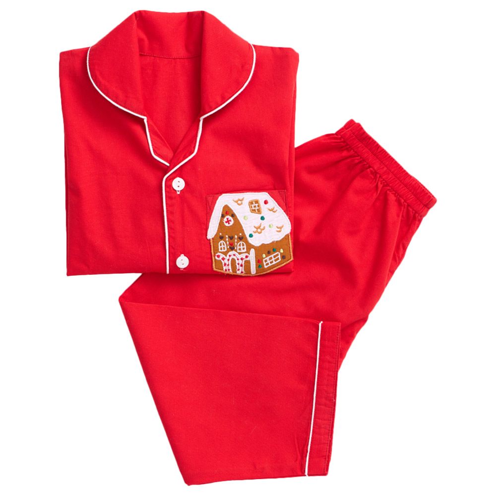 Little West Street - Women Gingerbread House Pajama Set - Red