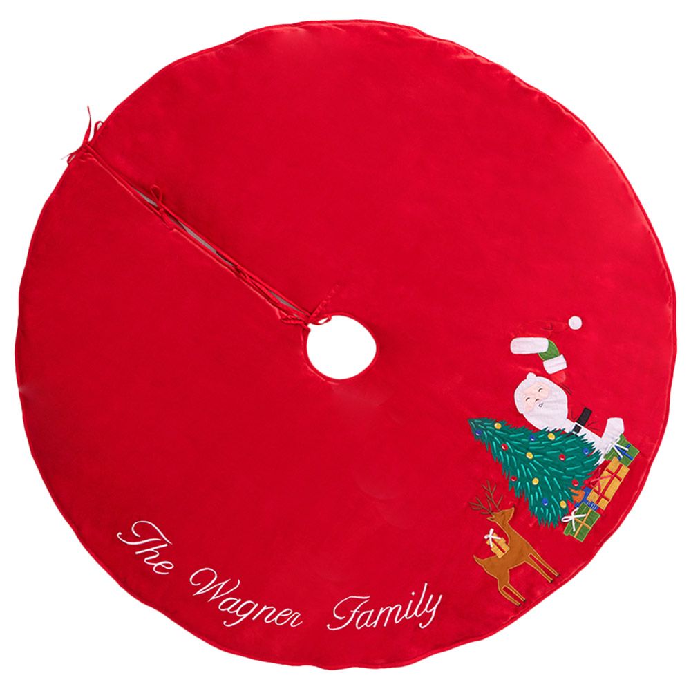 Little West Street - Peek-A-Boo Santa Tree Skirt - Red