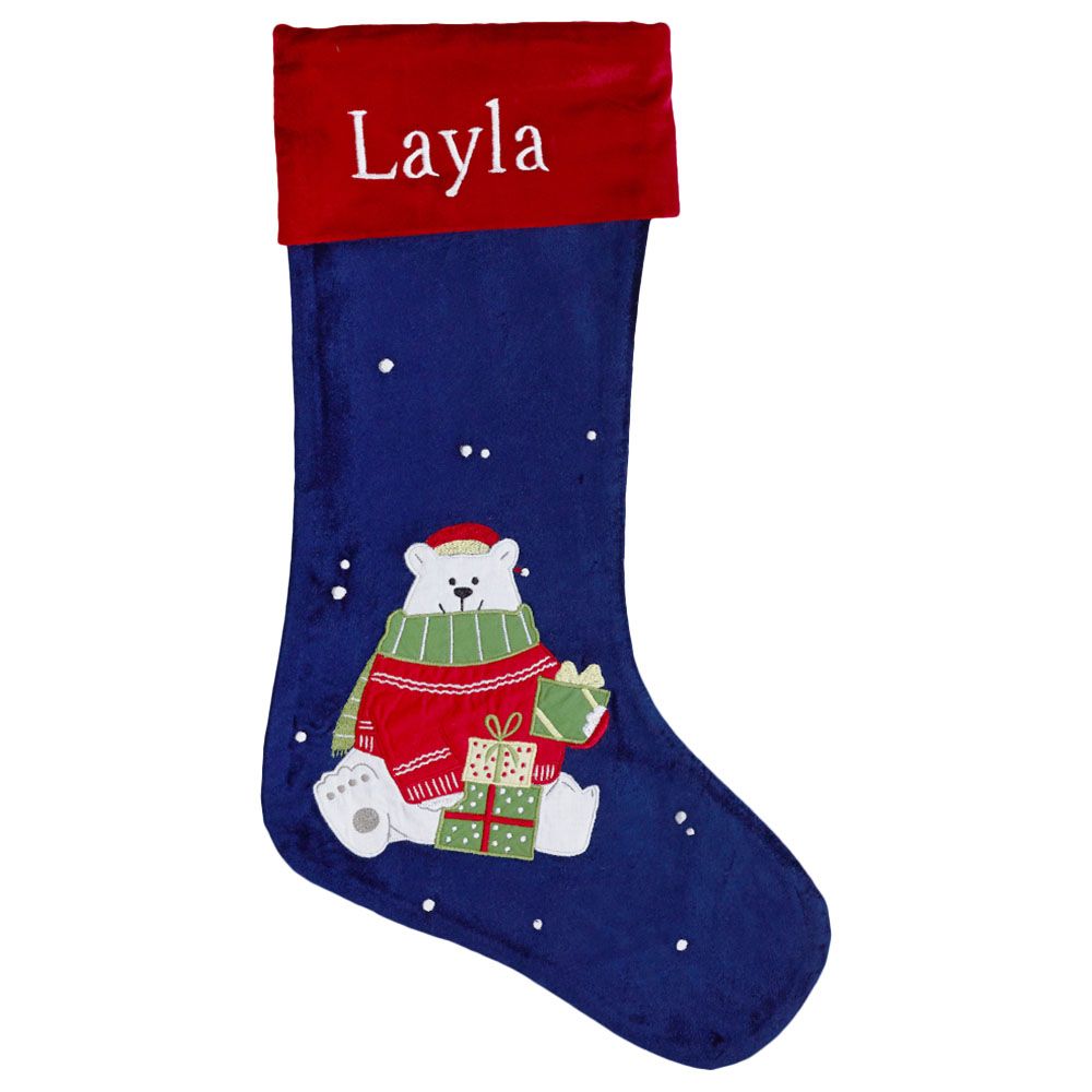 Little West Street - Polar Bear Luxe Stocking Navy/Green/Red