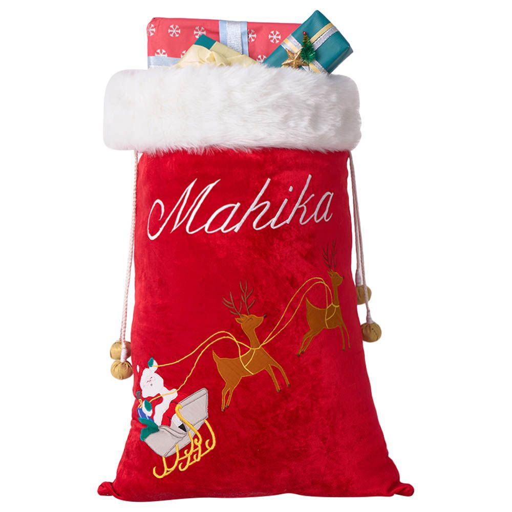 Little West Street - Santa In Sleigh Luxe Santa Sack - Red