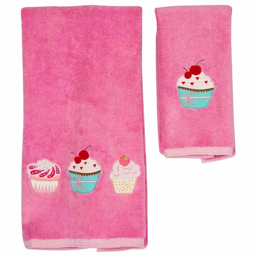 Little West Street - Cupcake Hand And Bath Towel - Pink