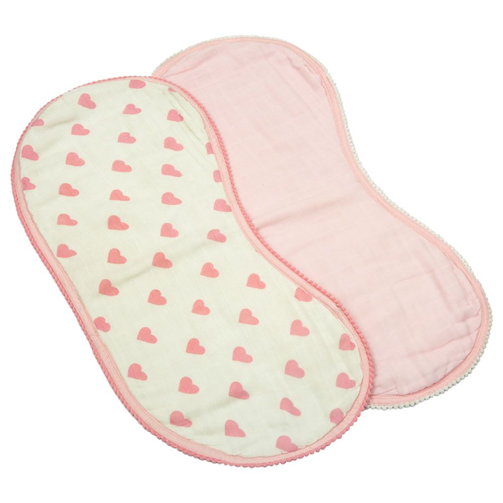 Little West Street - Heart Burp Cloth Pack Of 2