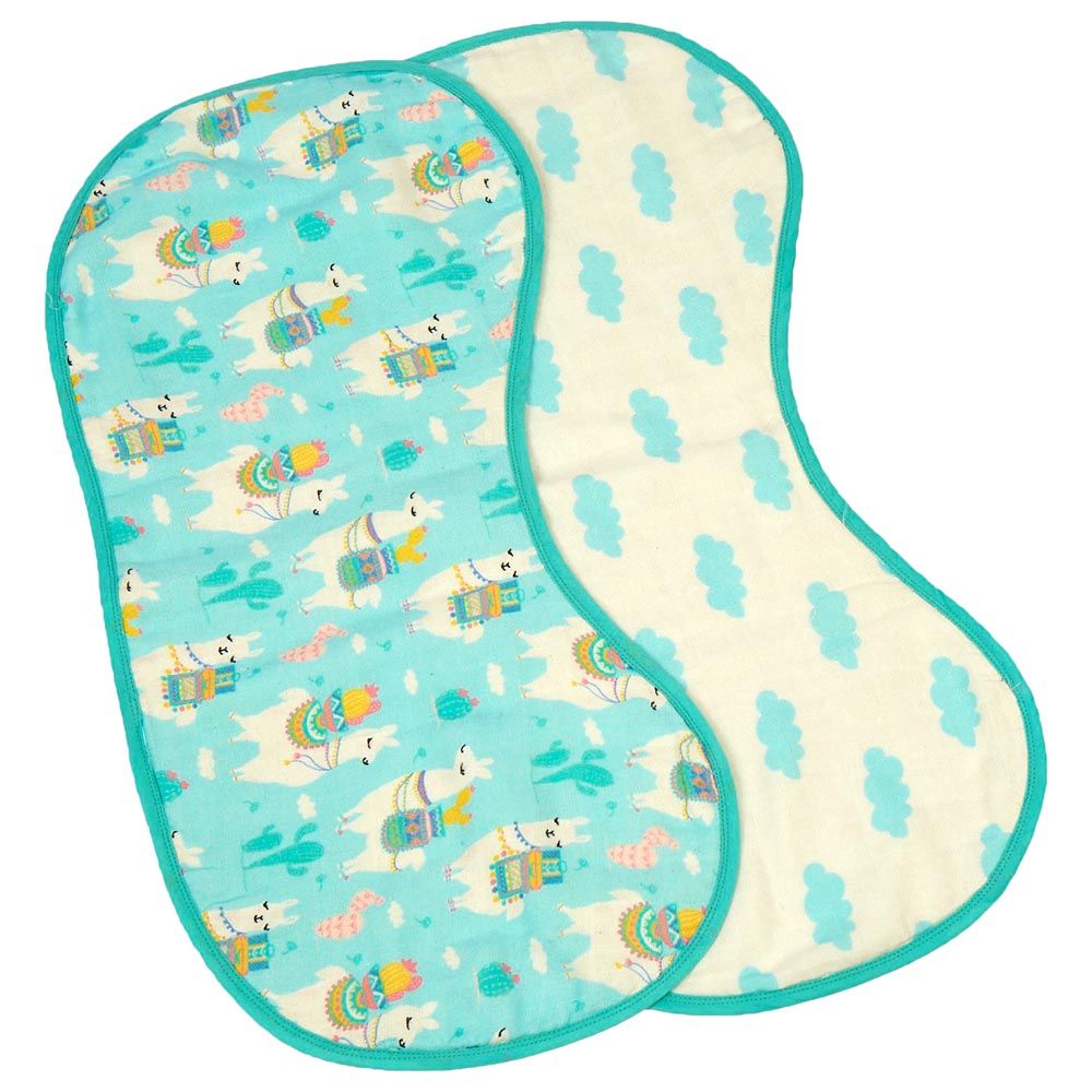 Little West Street - Llama Love Burp Cloth & Bib Set - Blue